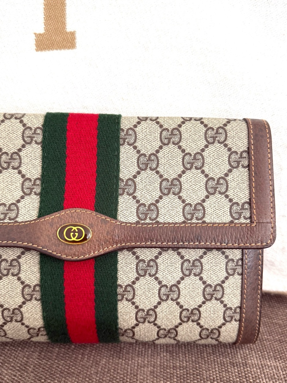 Authentic Gucci supreme monogram canvas clutch bag brown leather - Picture 16 of 16
